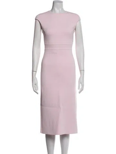 Pre-owned Scanlan Theodore Crew Neck Midi Length Dress In Pink