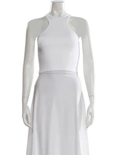 Pre-owned Scanlan Theodore Crew Neck Sleeveless Crop Top In White
