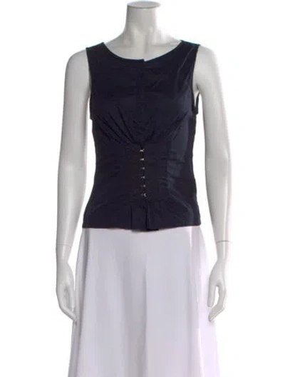 Pre-owned Scanlan Theodore Crew Neck Sleeveless Top In Blue