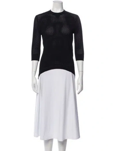 Pre-owned Scanlan Theodore Crew Neck Three-quarter Sleeve Top In Black