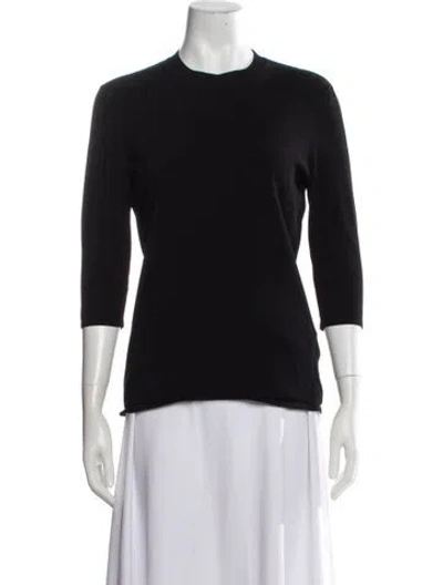 Pre-owned Scanlan Theodore Crew Neck Three-quarter Sleeve Top In Black