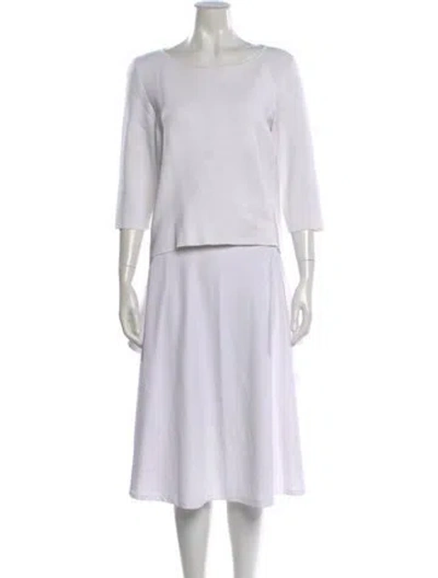 Pre-owned Scanlan Theodore Crew Neck Three-quarter Sleeve Top In White