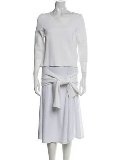 Pre-owned Scanlan Theodore Crew Neck Three-quarter Sleeve Top In White