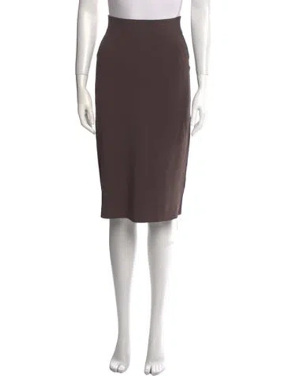 Pre-owned Scanlan Theodore Cutout Accent Knee-length Skirt In Brown