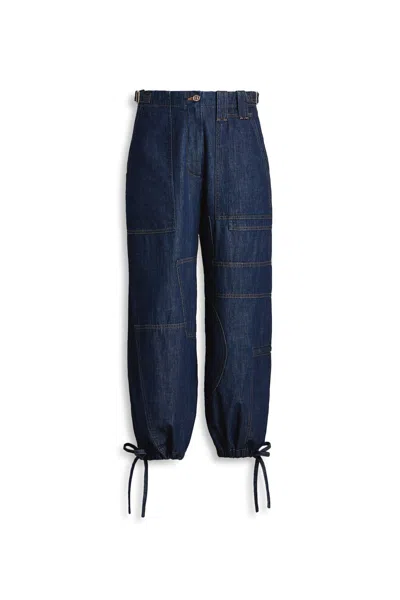 Scanlan Theodore Denim Cropped Cargo Jean In Blue