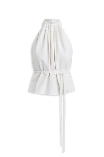 Scanlan Theodore Denim Gather Neck Top In White