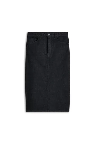Scanlan Theodore Denim Mid Waist Pencil Skirt In Black