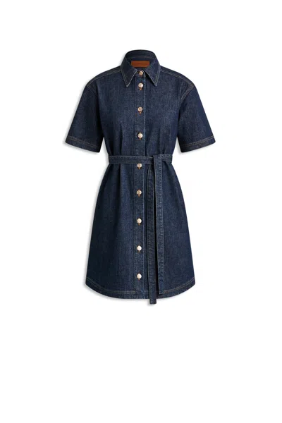 Scanlan Theodore Denim Mini Dress In Blue