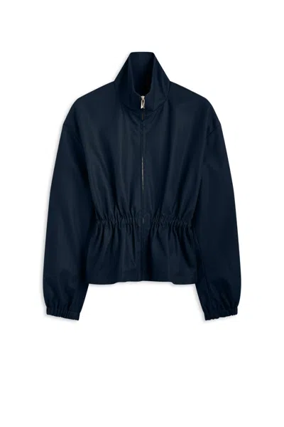 Scanlan Theodore Double Cotton Funnel Neck Jacket In Blue