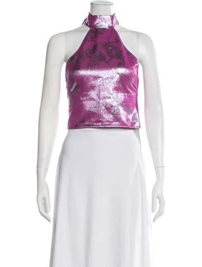 Pre-owned Scanlan Theodore Floral Print Halterneck Crop Top In Multi