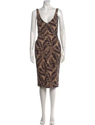 Pre-owned Scanlan Theodore Floral Print Knee-length Dress In Multi