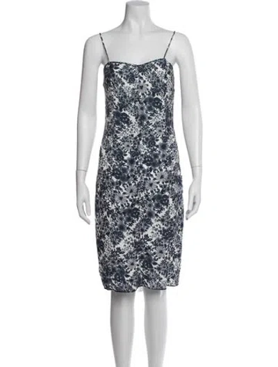 Pre-owned Scanlan Theodore Floral Print Knee-length Dress In White