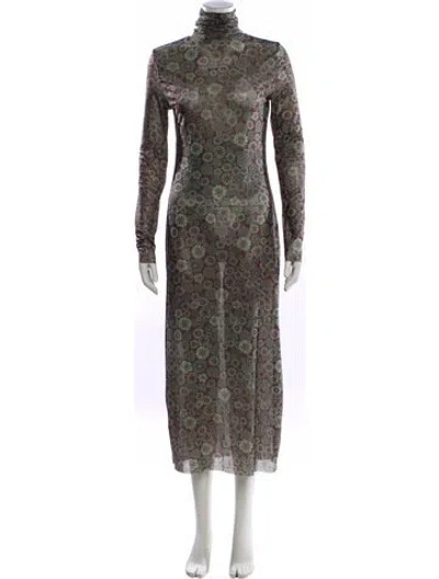 Pre-owned Scanlan Theodore Floral Print Long Dress In Multi