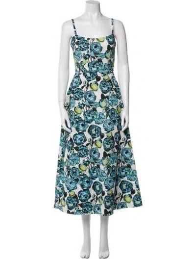 Pre-owned Scanlan Theodore Floral Print Long Dress In Purple