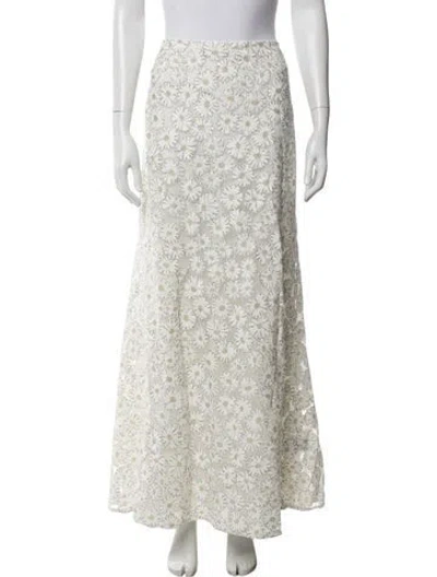 Pre-owned Scanlan Theodore Floral Print Long Skirt In Neutral