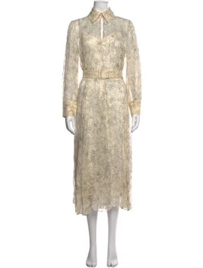 Pre-owned Scanlan Theodore Floral Print Midi Length Dress In Neutral