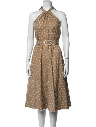 Pre-owned Scanlan Theodore Floral Print Midi Length Dress In Neutrals