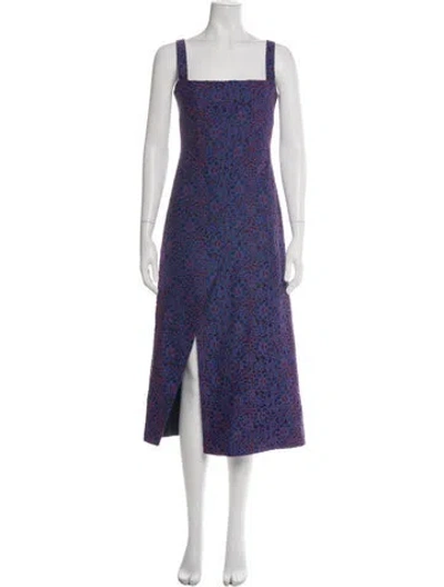 Pre-owned Scanlan Theodore Floral Print Midi Length Dress In Purple