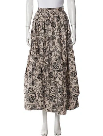 Pre-owned Scanlan Theodore Floral Print Midi Length Skirt W/ Tags In Neutral