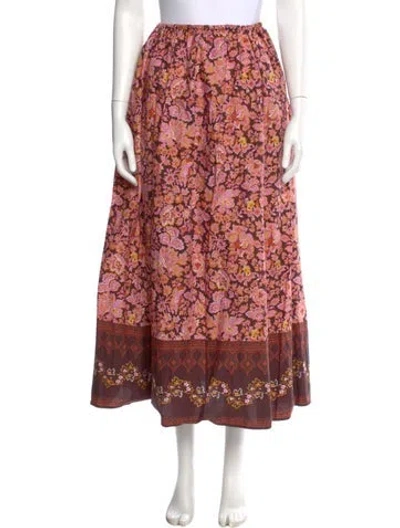 Pre-owned Scanlan Theodore Floral Print Midi Length Skirt W/ Tags In Pink