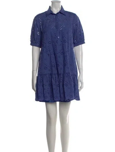 Pre-owned Scanlan Theodore Floral Print Mini Dress In Blue