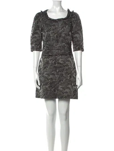 Pre-owned Scanlan Theodore Floral Print Mini Dress In Gray