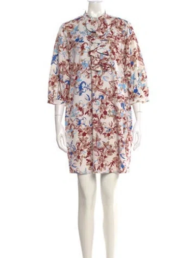 Pre-owned Scanlan Theodore Floral Print Mini Dress In Multi