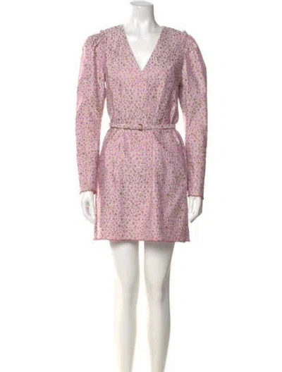 Pre-owned Scanlan Theodore Floral Print Mini Dress In Pink