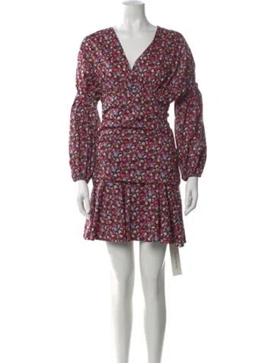 Pre-owned Scanlan Theodore Floral Print Mini Dress In Pink