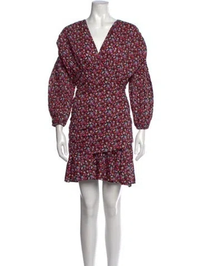 Pre-owned Scanlan Theodore Floral Print Mini Dress In Pink