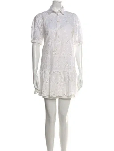 Pre-owned Scanlan Theodore Floral Print Mini Dress In White