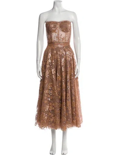 Pre-owned Scanlan Theodore Floral Print Skirt Set W/ Tags In Orange