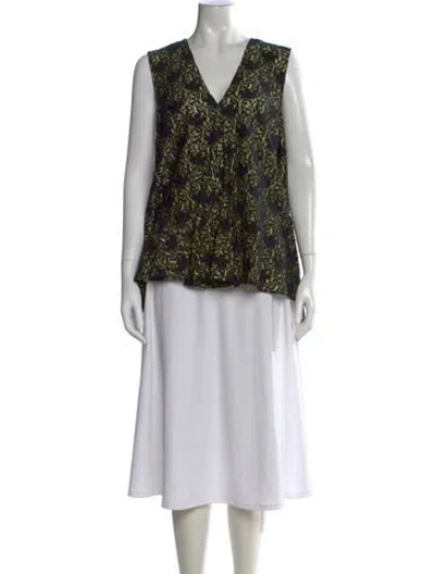 Pre-owned Scanlan Theodore Floral Print V-neck Top In Multi