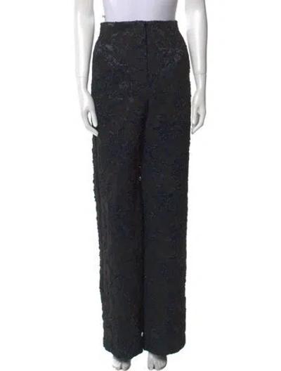 Pre-owned Scanlan Theodore Floral Print Wide Leg Pants In Black