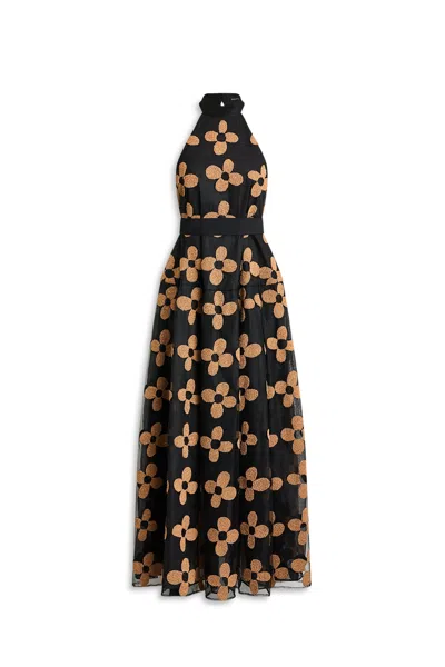 Scanlan Theodore French Couture Floral Gown In Black
