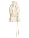 Scanlan Theodore Gathered Halter Leather Top In Neutral