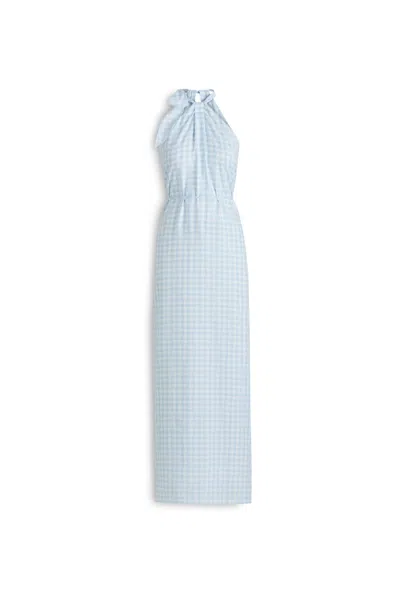 Scanlan Theodore Gingham Tie Neck Dress In Blue