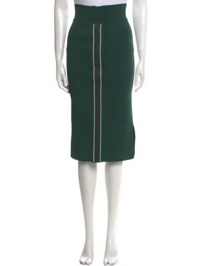 Pre-owned Scanlan Theodore Grosgrain Trim Knee-length Skirt In Green