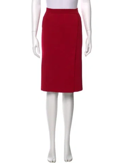 Pre-owned Scanlan Theodore Grosgrain Trim Midi Length Skirt In Red