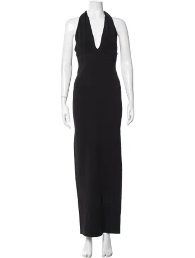 Pre-owned Scanlan Theodore Halterneck Long Dress In Blue