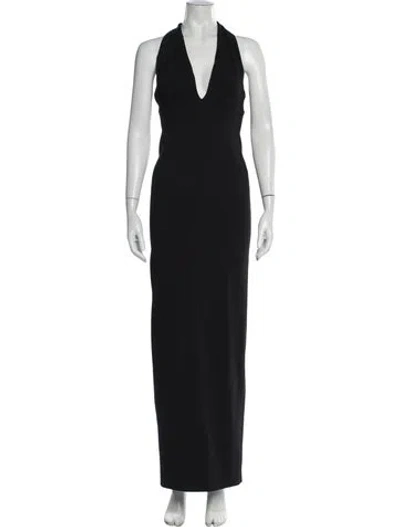 Pre-owned Scanlan Theodore Halterneck Long Dress In Blue