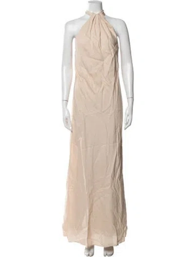 Pre-owned Scanlan Theodore Halterneck Long Dress W/ Tags In Neutrals