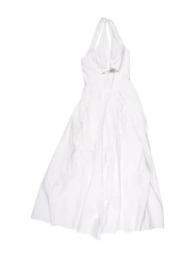 Pre-owned Scanlan Theodore Halterneck Long Dress In White