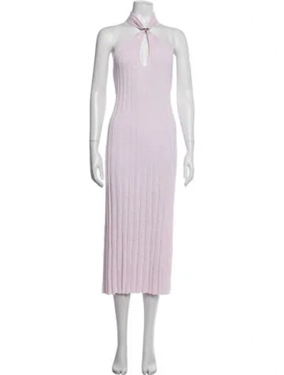 Pre-owned Scanlan Theodore Halterneck Midi Length Dress In Pink