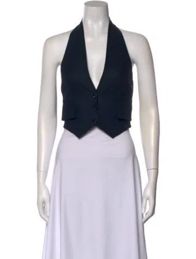 Pre-owned Scanlan Theodore Halterneck Sleeveless Top In Blue