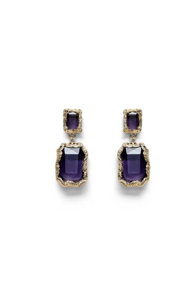 Scanlan Theodore Italian Crystal Drop Earrings In Purple Velvet