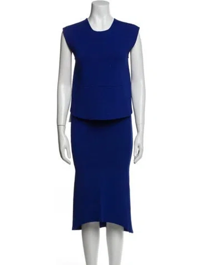 Pre-owned Scanlan Theodore Keyhole Accent Dress Set In Blue
