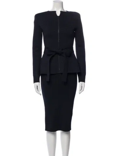 Pre-owned Scanlan Theodore Keyhole Accent Skirt Set In Blue