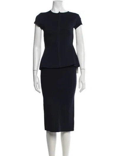 Pre-owned Scanlan Theodore Keyhole Accent Skirt Set In Blue