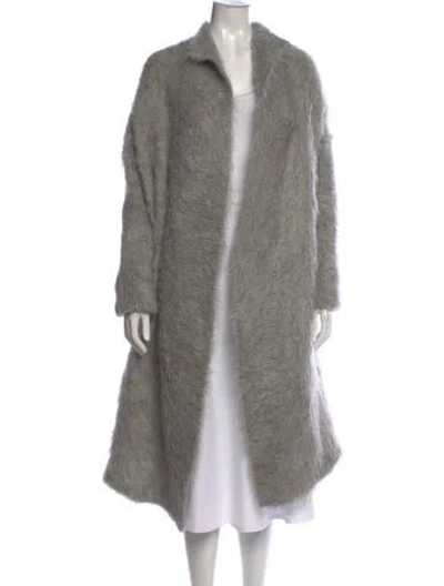 Pre-owned Scanlan Theodore Kid Mohair Open Front Sweater In Gray